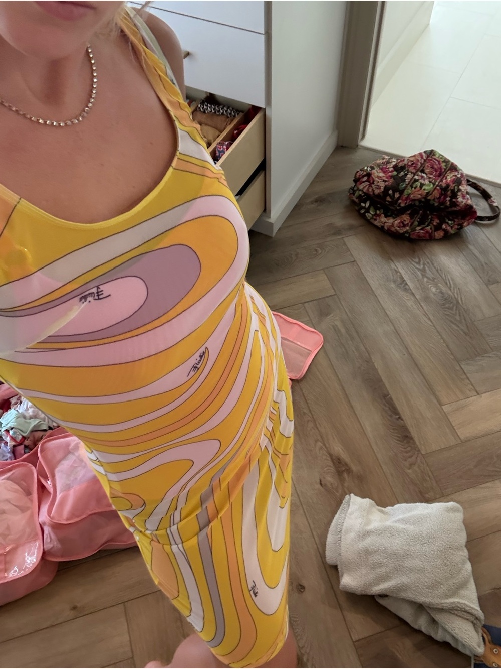 Emilio Pucci Yellow Orange Swirl Mini Dress - Picture 6 of 7